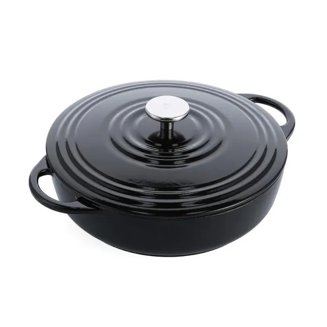 Garnek żeliwny Bourgogne 28cm 4l niski czarny
