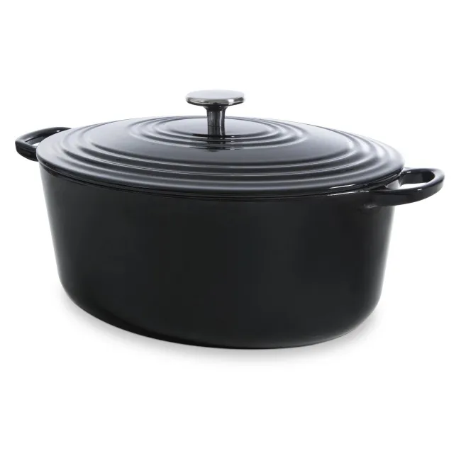 Garnek żeliwny Bourgogne 32x25,8cm 7,5l owalny czarny