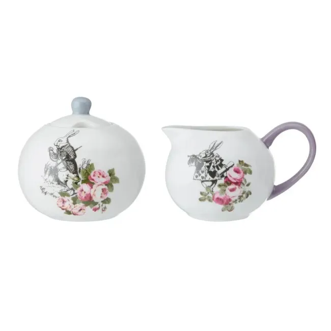 Sugar bowl and creamer Alice in Wonderland