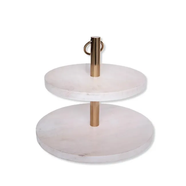 Two-tier white wooden serving stand - 1