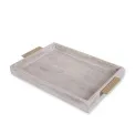 White wooden tray 51×33cm with gold handles