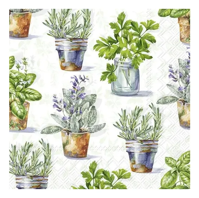 Napkins 33cm aromatic herbs light green