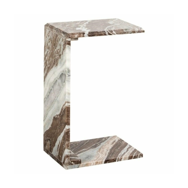 Stolik końcowy Tovek 36x25,5x56cm brązowy marmurowy