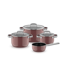 Zestaw garnków Fusiontec Mineral Pro - 7 elementów różowy kwarc