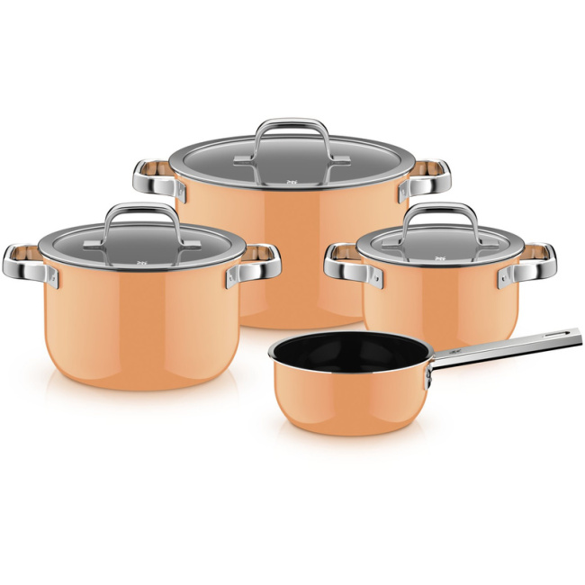 Zestaw garnków Fusiontec Mineral Pro - 7 elementów pomarańczowy