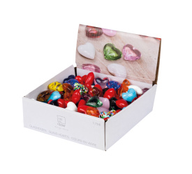 Dekoracja szklane serce 3,5cm (1 sztuka MIX)
