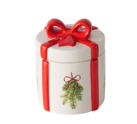 Pojemnik ceramiczny okrągły w kształcie prezentu 300ml 10x13cm