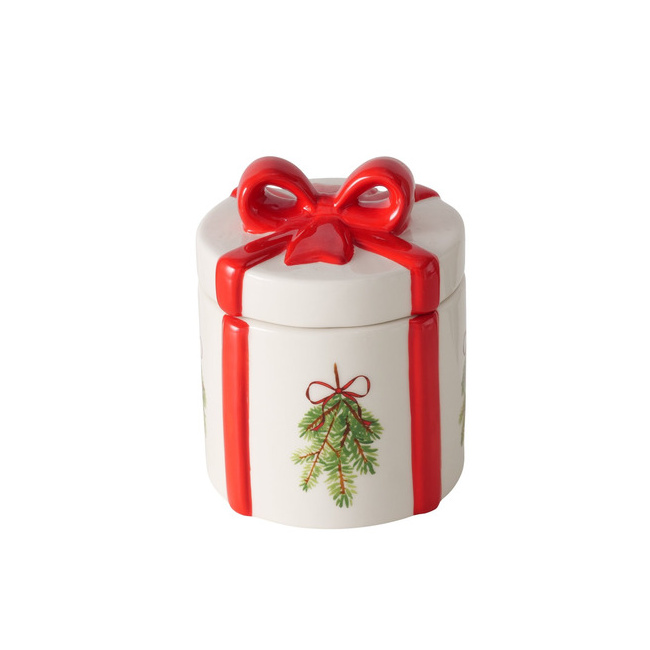 Pojemnik ceramiczny okrągły w kształcie prezentu 300ml 10x13cm
