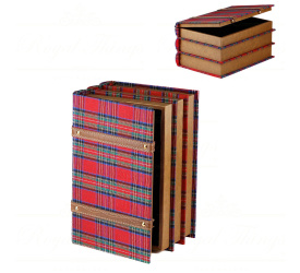 Pojemnik książka 30cm red tartan