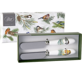 Komplet 2 nożyków 12cm do masła charming birds green