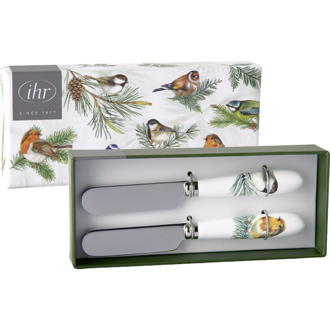 Komplet 2 nożyków 12cm do masła charming birds green