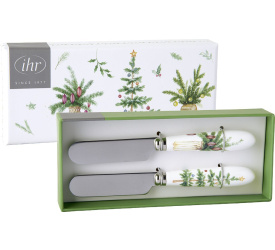 Komplet 2 nożyków 12cm do masła festive holidays green