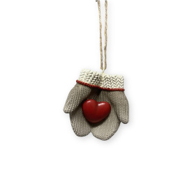 Zawieszka rękawice z sercem 8.9x7.7x4.8cm