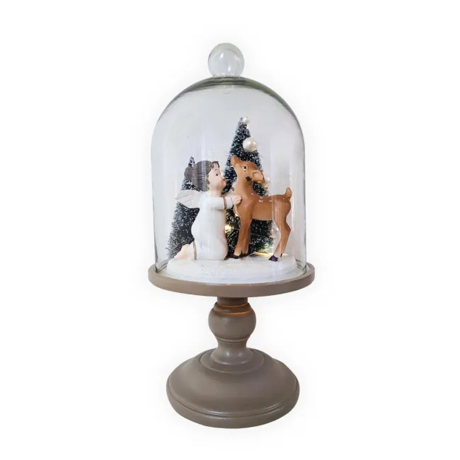 Figurka aniołek z sarną LED 30.5x14.8cm