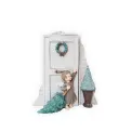 Figurka aniołek przy drzwiach LED szara 25.4x23x11.3cm - 1