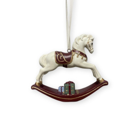 Zawieszka koń na biegunach czerwona 10.5x8.5cm