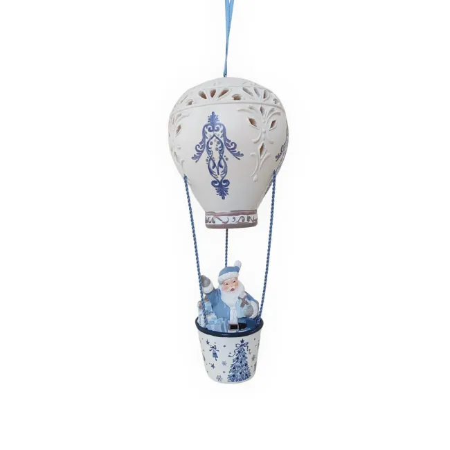 Dekoracja balon ze św. Mikołajem niebieska 23.7x10cm