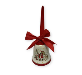 Zawieszka dzwonek świąteczny ze św. Mikołajem czerwony 10.2x8.7cm