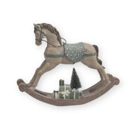 Dekoracja figurka koń na biegunach zielony 28x35x8.2cm 