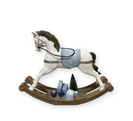 Dekoracja koń na biegunach niebieski 28x35x8.2cm