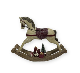 Dekoracja figurka koń na biegunach czerwony 28x35x8.2cm