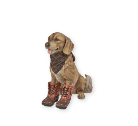 Dekoracja figurka siedzący pies w butach 61.2x56.8x33.8cm