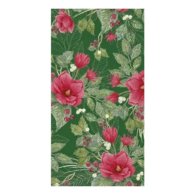 Serwetki 42x33cm Christmas flowers green 16szt.