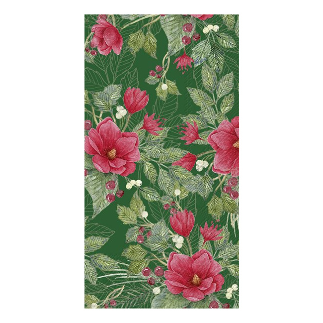 Serwetki 42x33cm Christmas flowers green 16szt. - 1