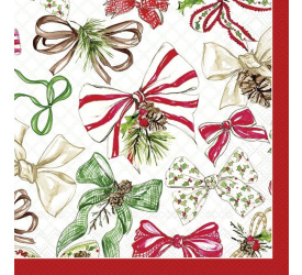 Serwetki 25cm Christmas bow red 20szt.