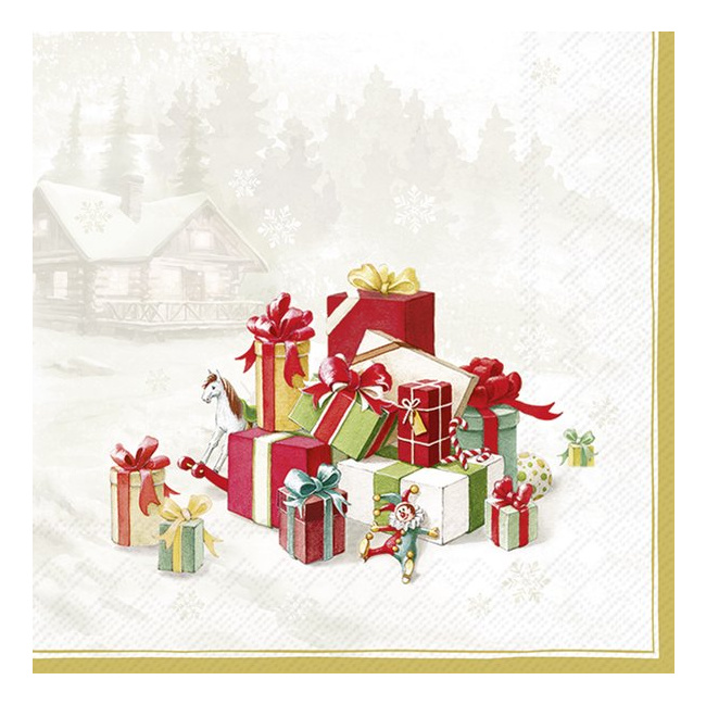 Serwetki 33cm Happy presents gold 20szt.