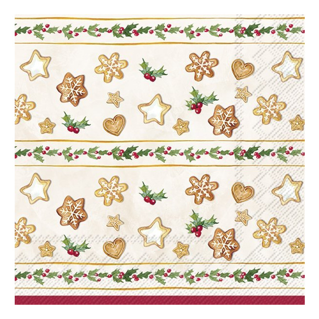 Serwetki 33cm Cookie garland 20szt. kremowe