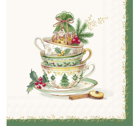 Serwetki 33cm Festive tea time 20szt. kremowe