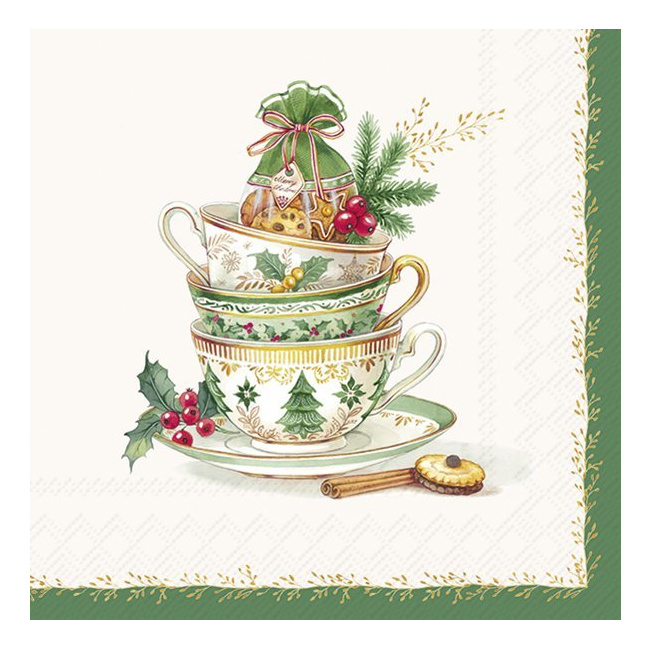 Serwetki 33cm Festive tea time 20szt. kremowe