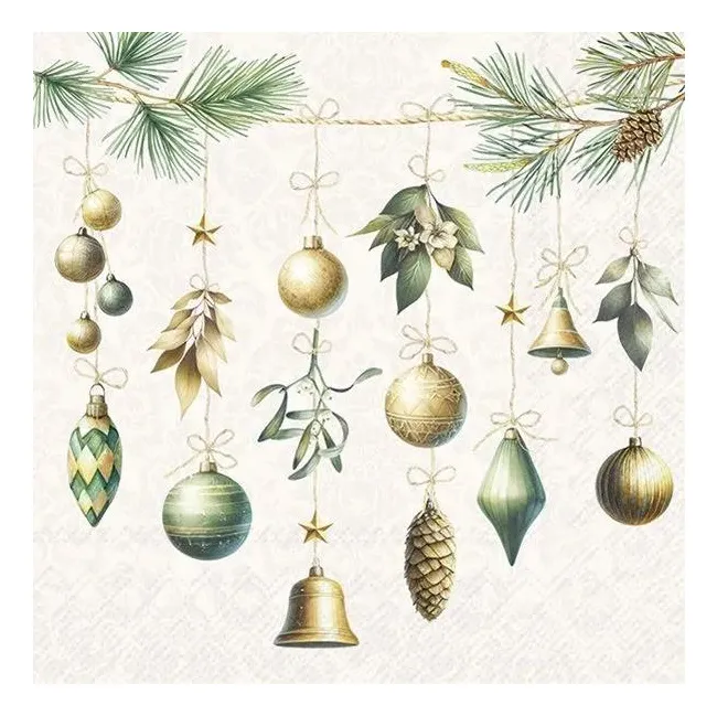 Serwetki 33cm Christmas decorations 20szt. kremowe
