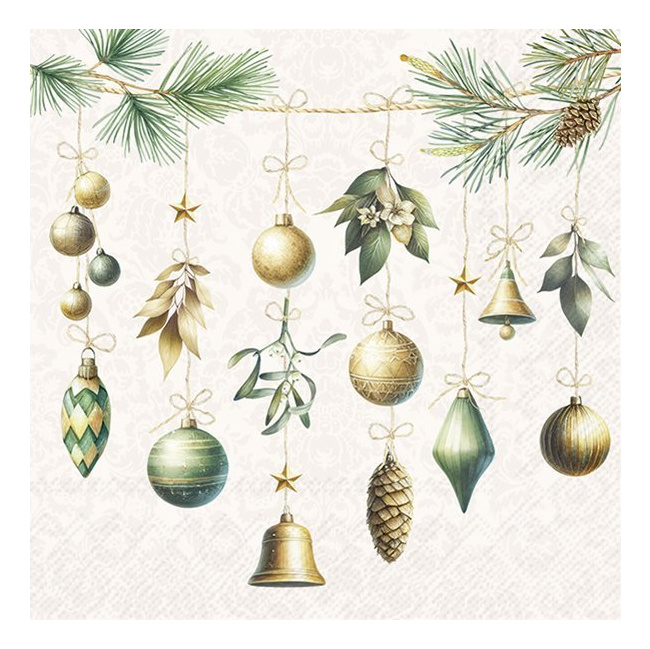 Serwetki 33cm Christmas decorations 20szt. kremowe - 1