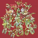 Serwetki 33cm Birds in mistletoe 20szt. czerwone