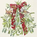 Serwetki 33cm Birds in mistletoe 20szt. kremowe - 1