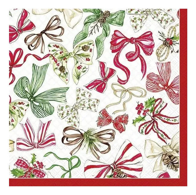Serwetki 33cm Christmas bow 20szt. czerwone