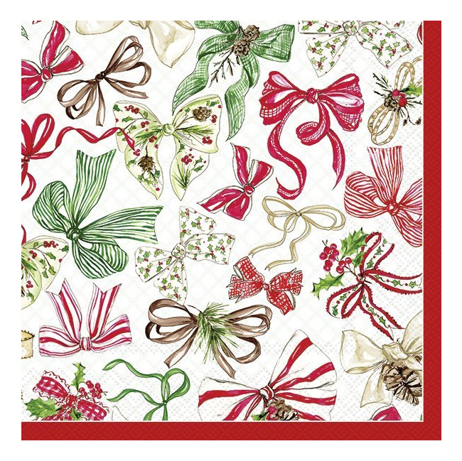 Serwetki 33cm Christmas bow 20szt. czerwone