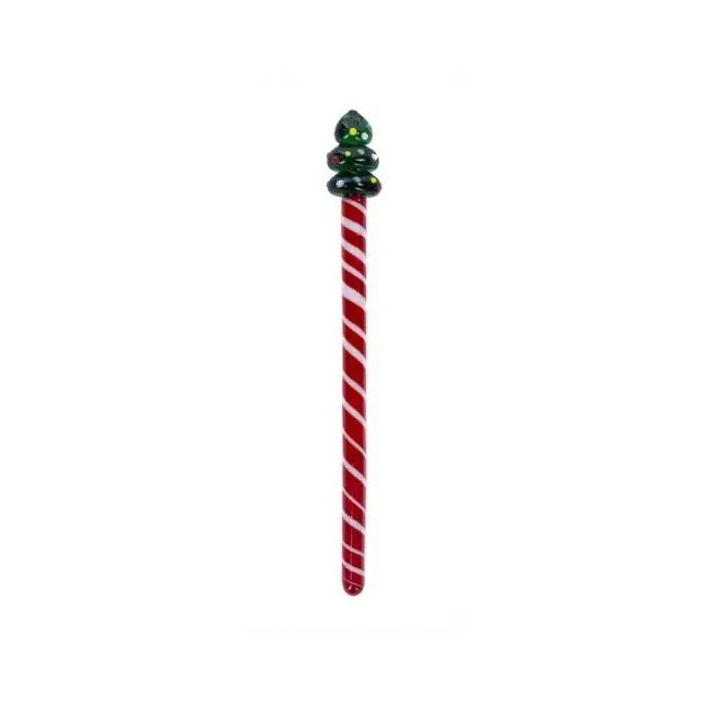 Mieszadełko szklane 14cm laska cukrowa z choinką - 1