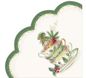 Serwetki okrągłe 34cm Festive tea time 12szt. kremowe