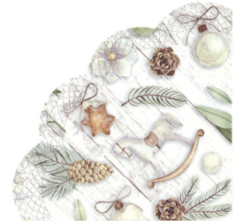 Serwetki okrągłe 34cm White XMAS deco 12szt. szare