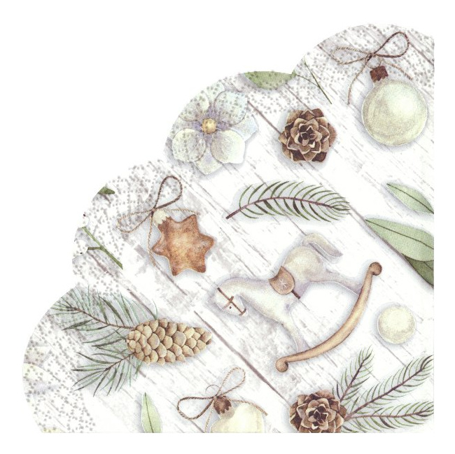Serwetki okrągłe 34cm White XMAS deco 12szt. szare