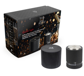 Zestaw do szampana Sparkle Night korek + obcinacz do folii czarny matowy