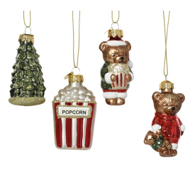 Zawieszka choinka/miś/popcorn 7.5cm (1 sztuka mix)