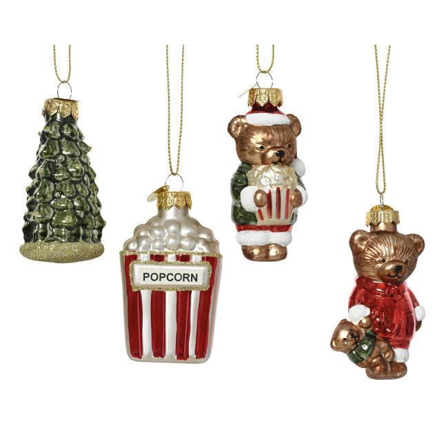 Zawieszka choinka/miś/popcorn 7.5cm (1 sztuka mix)