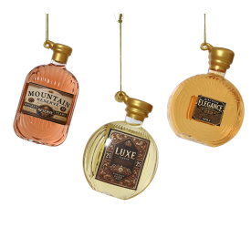 Zawieszka szklana butelka z płynem wewnątrz 10x7x2.7cm (1 sztuka mix)