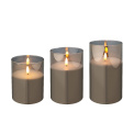 Komplet 3 świec w szkle szary - 1
