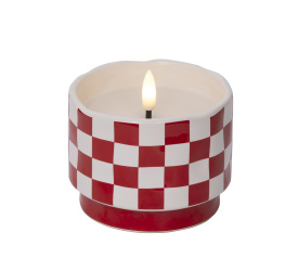 Świeca LED 9x9cm czerwono-biała