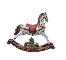 Figurka koń na biegunach 18.5x21.5x5cm biało-czerwony